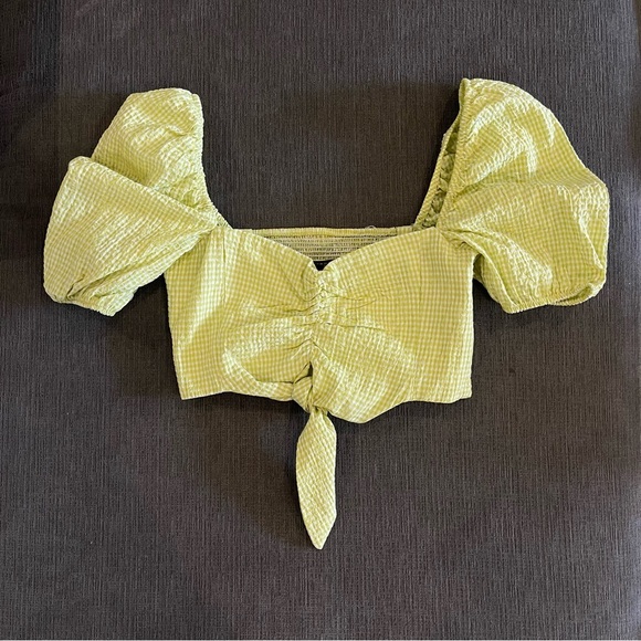 NWT Zara Green and White Gingham Check Crop Top - Size XS - Picture 2 of 7